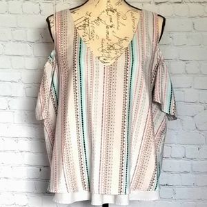 Bisou Bisou Michele Bohbot Cold Shoulder Top, Size XL
